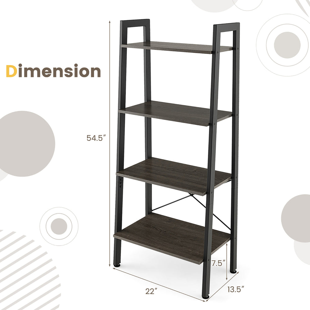 4-Tier Ladder Shelf Ladder Bookcase Bookshelf Display Rack Plant Stand Image 2