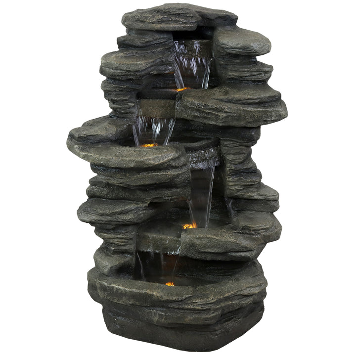 Sunnydaze Electric Stacked Shale Water Fountain with LED Lights - 38 in Image 8