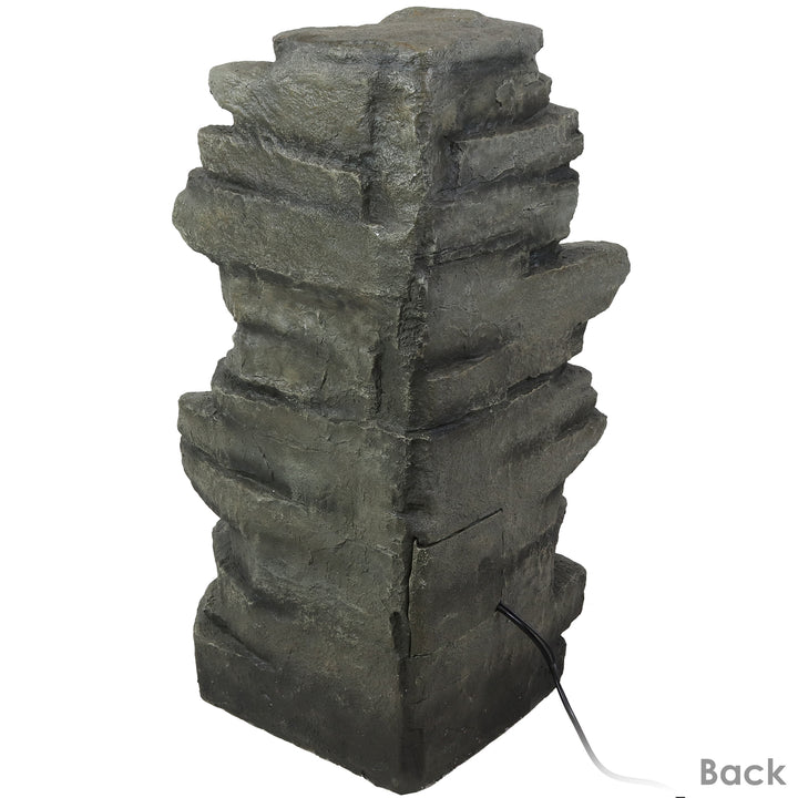 Sunnydaze Electric Stacked Shale Water Fountain with LED Lights - 38 in Image 9