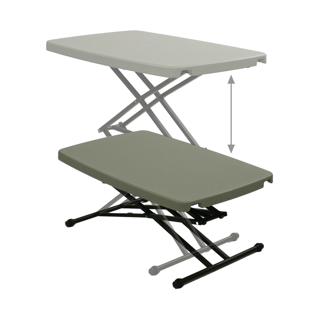 Sunnydaze Rectangular Plastic Top Adjustable Leg Patio Table - Gray Image 10