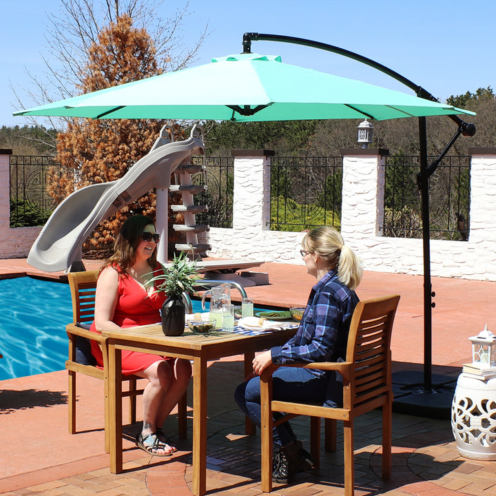 Sunnydaze 9.5 ft Cantilever Offset Patio Umbrella with Crank - Seafoam Image 5