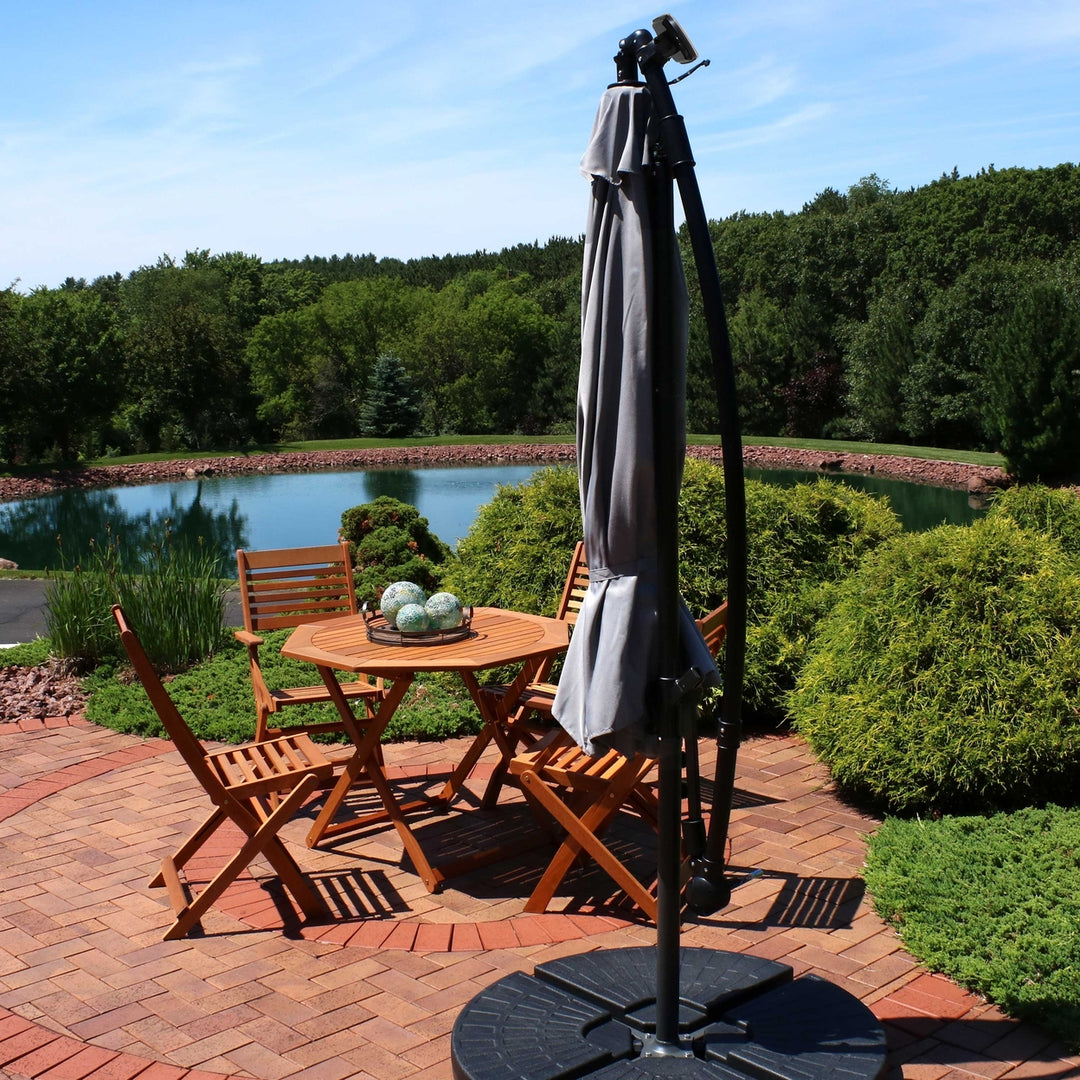 Sunnydaze 9.5 ft Solar Cantilever Offset Patio Umbrella - Smoke Image 7