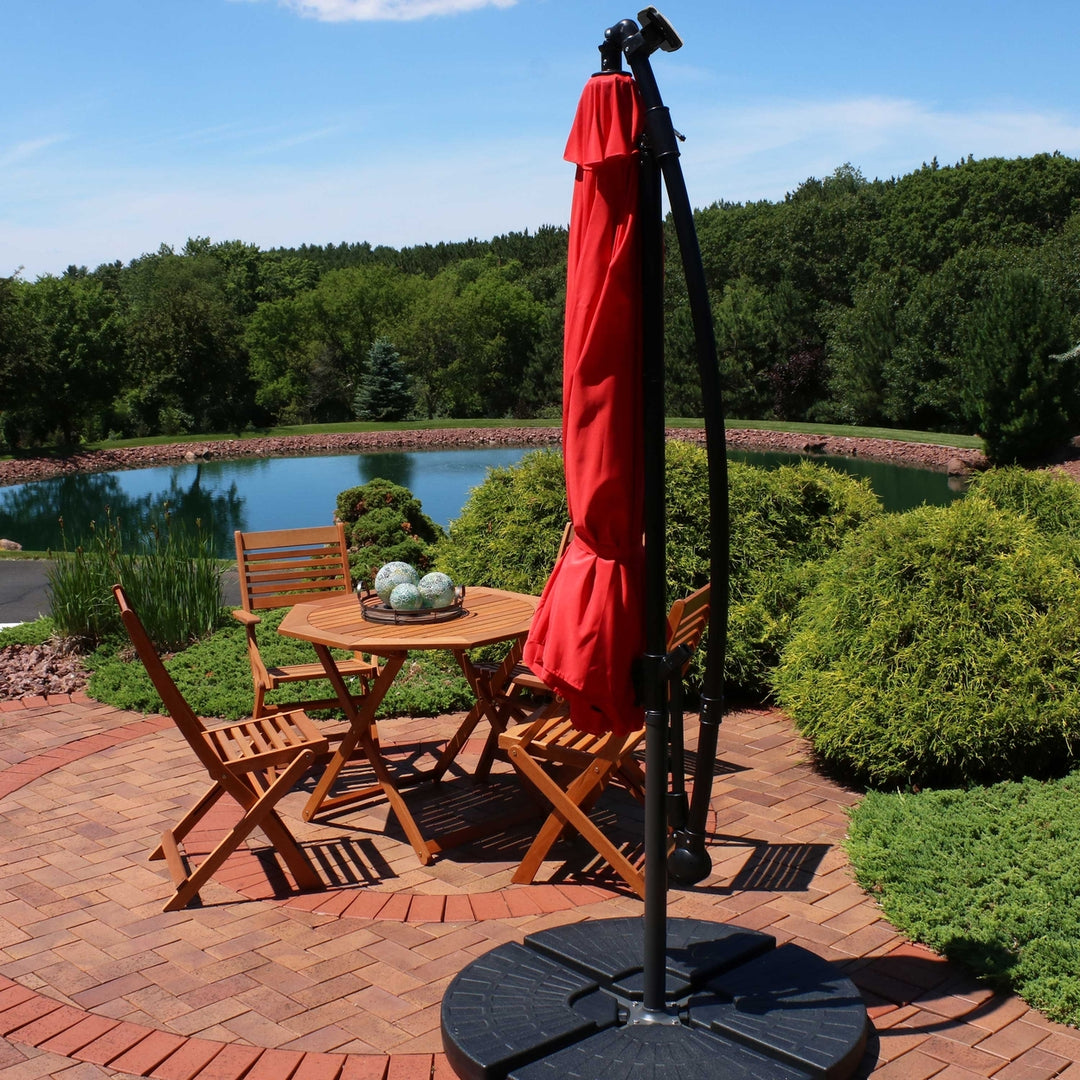 Sunnydaze 9.5 ft Solar Cantilever Offset Patio Umbrella - Cherry Image 7