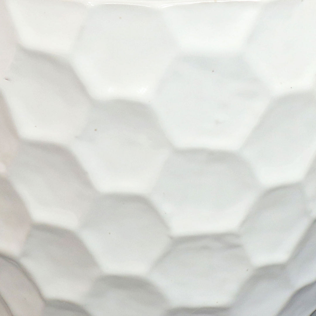 Sunnydaze 13.5" Honeycomb Pattern Ceramic Planter - White - Set of 2 Image 6