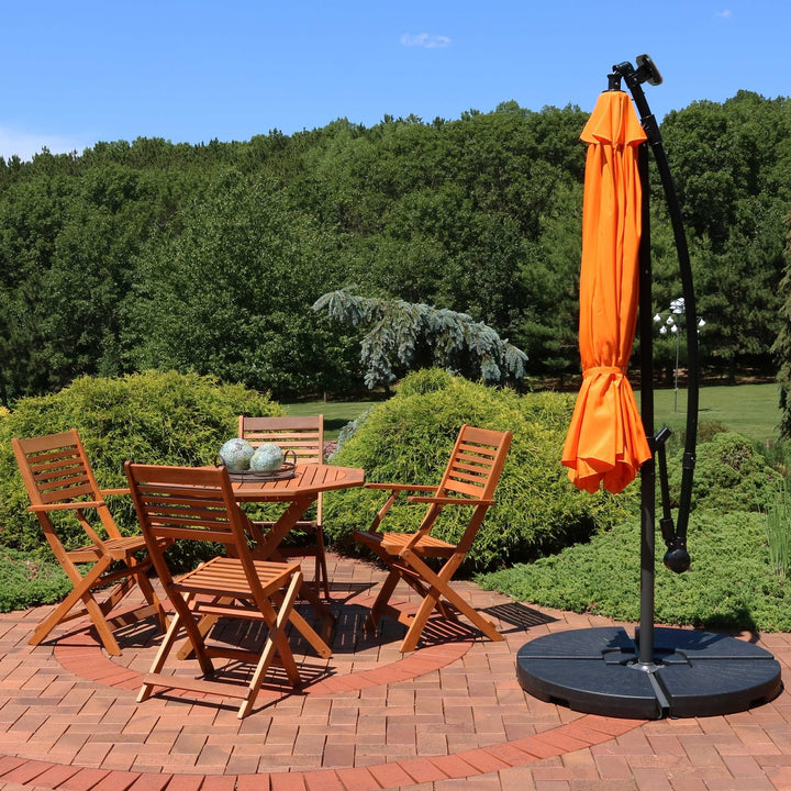 Sunnydaze 9.5 ft Solar Cantilever Offset Patio Umbrella - Tangerine Image 7