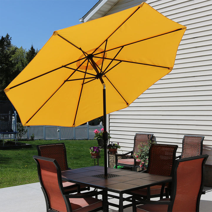 Sunnydaze 9 ft Aluminum Patio Umbrella with Tilt and Crank - Gold Image 5