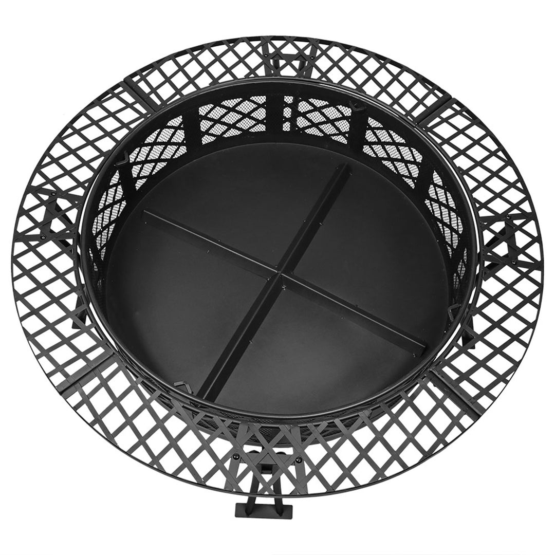 Sunnydaze 40 in Diamond Weave Steel Fire Pit with Spark Screen and Poker Image 11