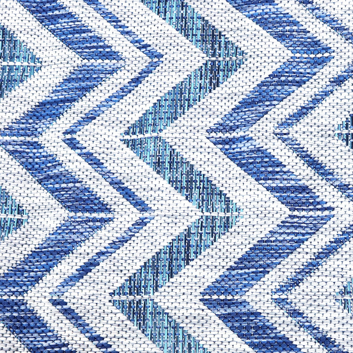 Sunnydaze Chevron Dreams Outdoor Area Rug - Blue/Gray - 8 ft x 10 ft Image 6