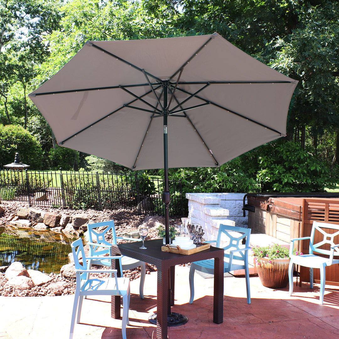 Sunnydaze 9 ft Solar Aluminum Patio Umbrella with Tilt and Crank - Gray Image 4