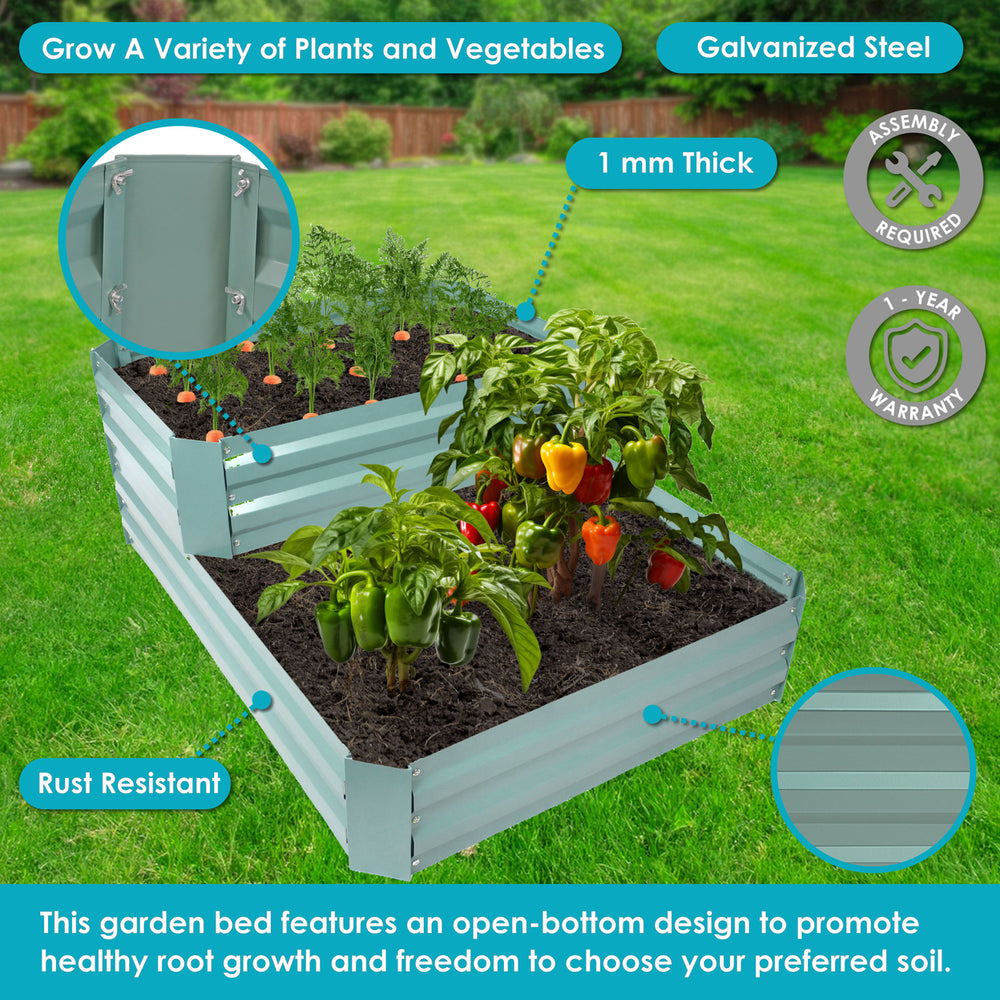 Sunnydaze 2-Tier Galvanized Steel Raised Garden Bed - 17.75 in H - Green Image 2