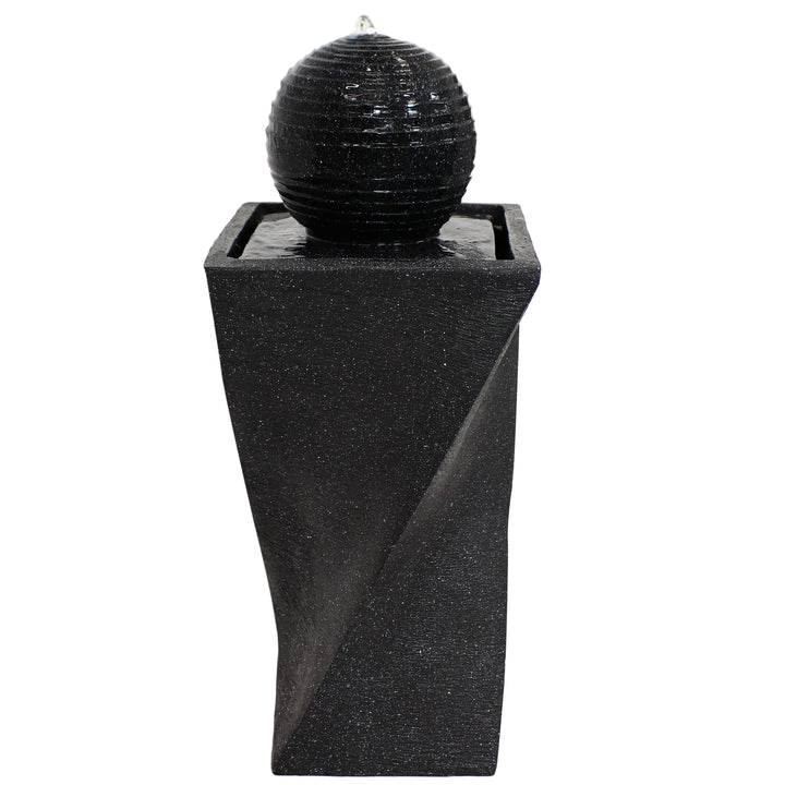 Sunnydaze Black Ball Solar Water Fountain with Battery/LED Lights - 32 in Image 10