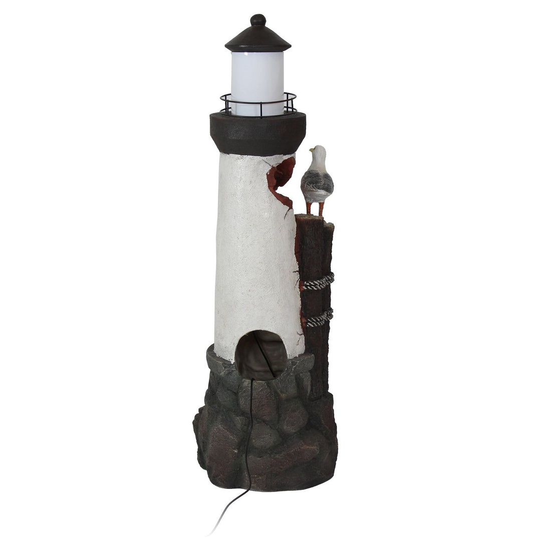 Sunnydaze Gulls Cove Lighthouse Water Fountain with LED Lights - 36 in Image 9