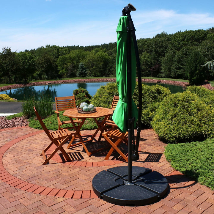 Sunnydaze 9.5 ft Solar Cantilever Offset Patio Umbrella - Emerald Image 9