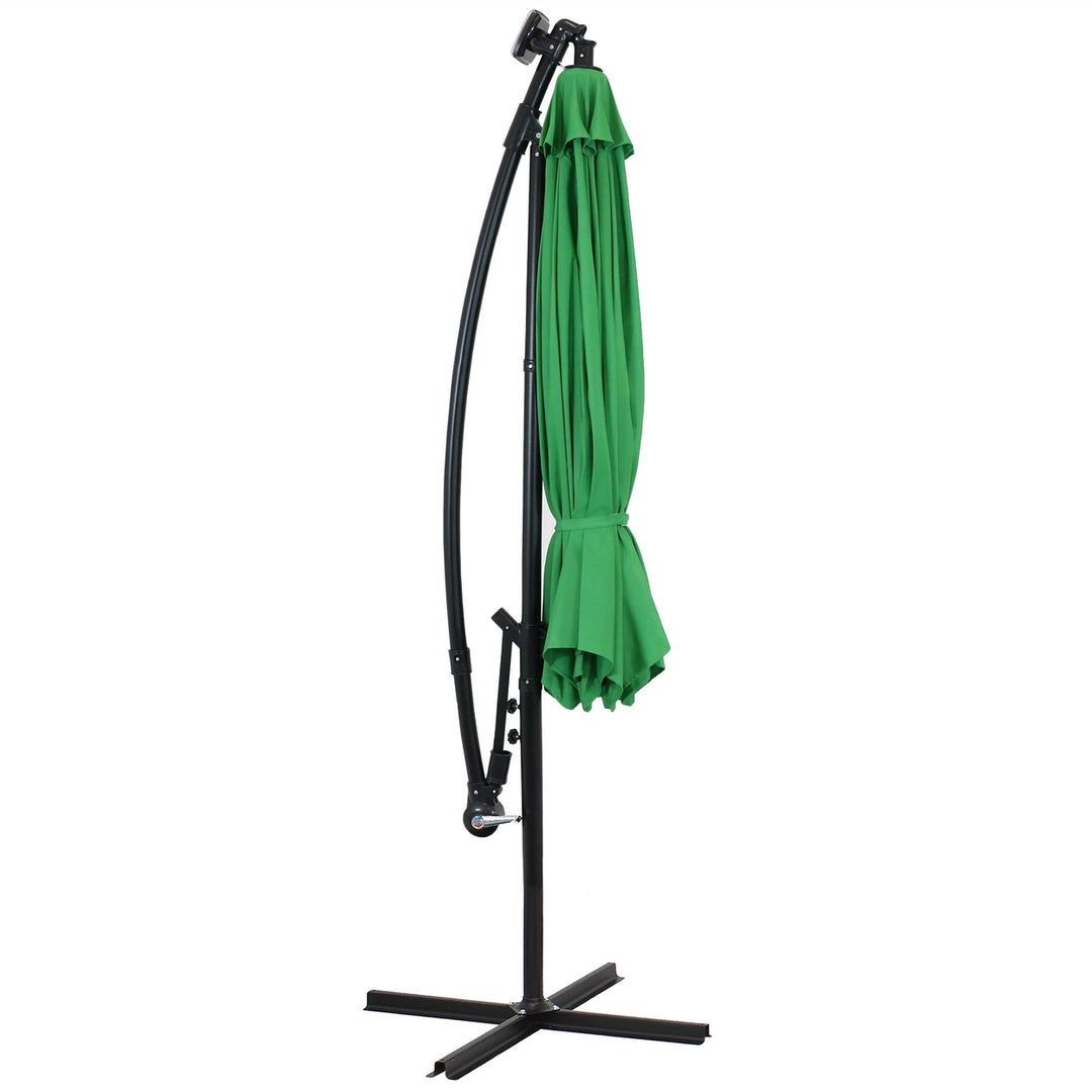 Sunnydaze 9.5 ft Solar Cantilever Offset Patio Umbrella - Emerald Image 10