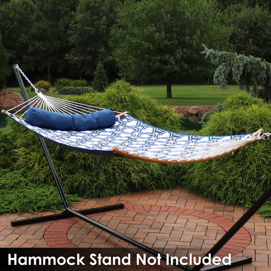 Sunnydaze 2-Person Quilted Hammock with Curved Spreader Bars - Gray Octagon Image 10