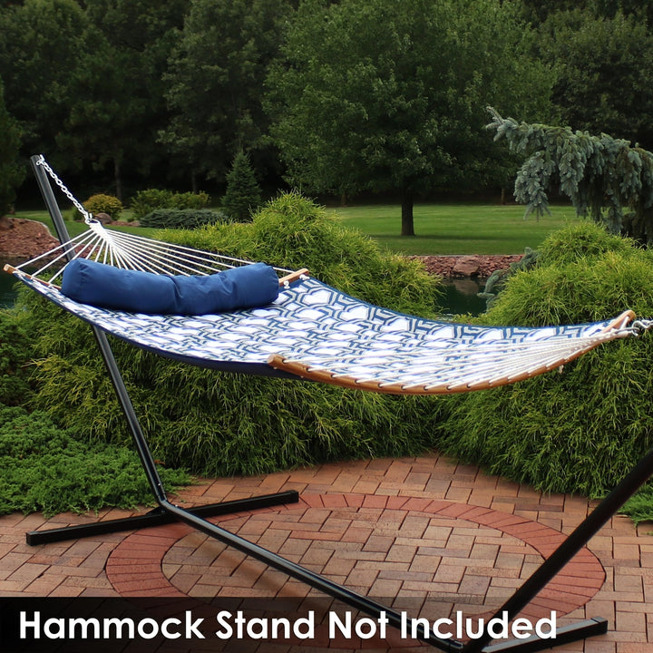 Sunnydaze 2-Person Quilted Hammock with Curved Spreader Bars - Gray Octagon Image 10