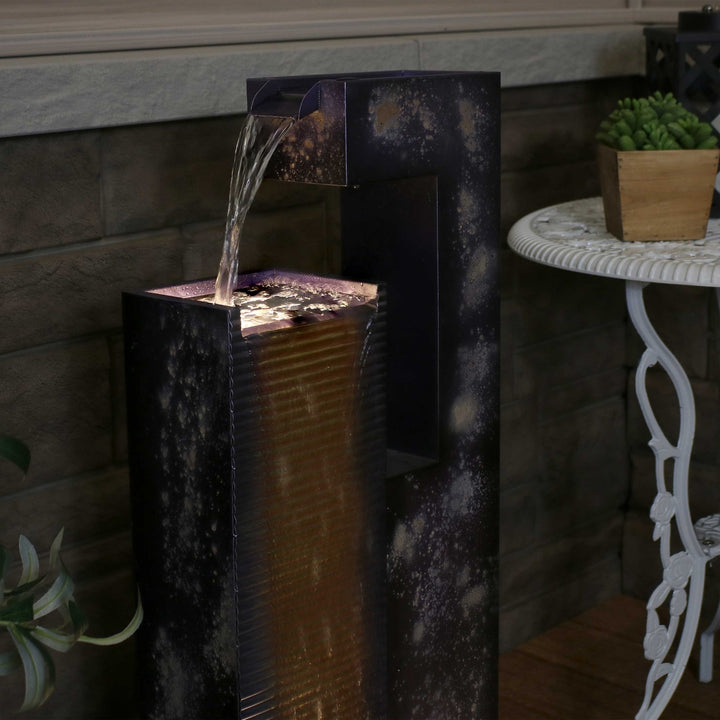 Sunnydaze Cascading Tower Metal Water Fountain with LED Lights - 32 in Image 6