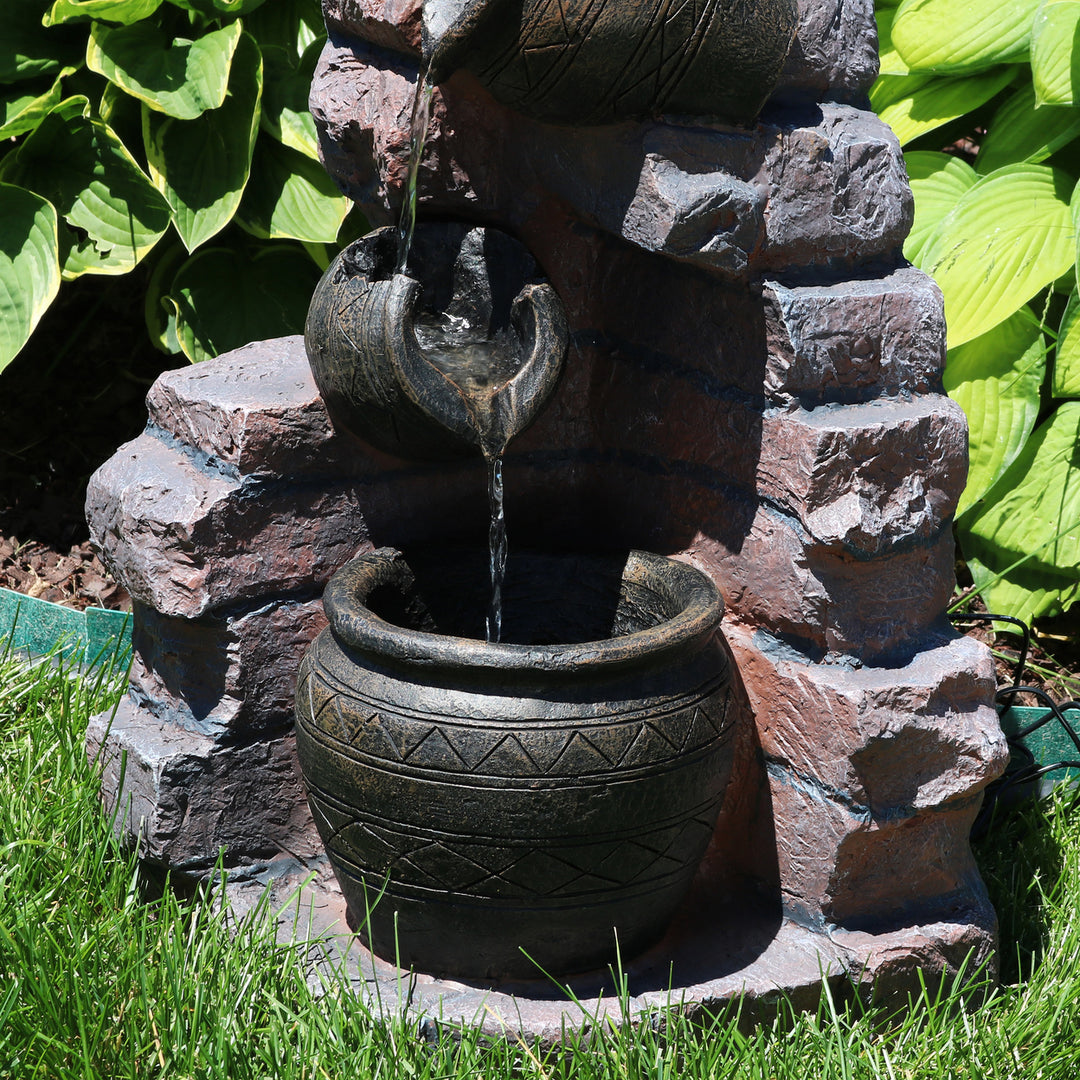 Sunnydaze Crumbling Bricks/Pots Solar Water Fountain with Battery - 27 in Image 8