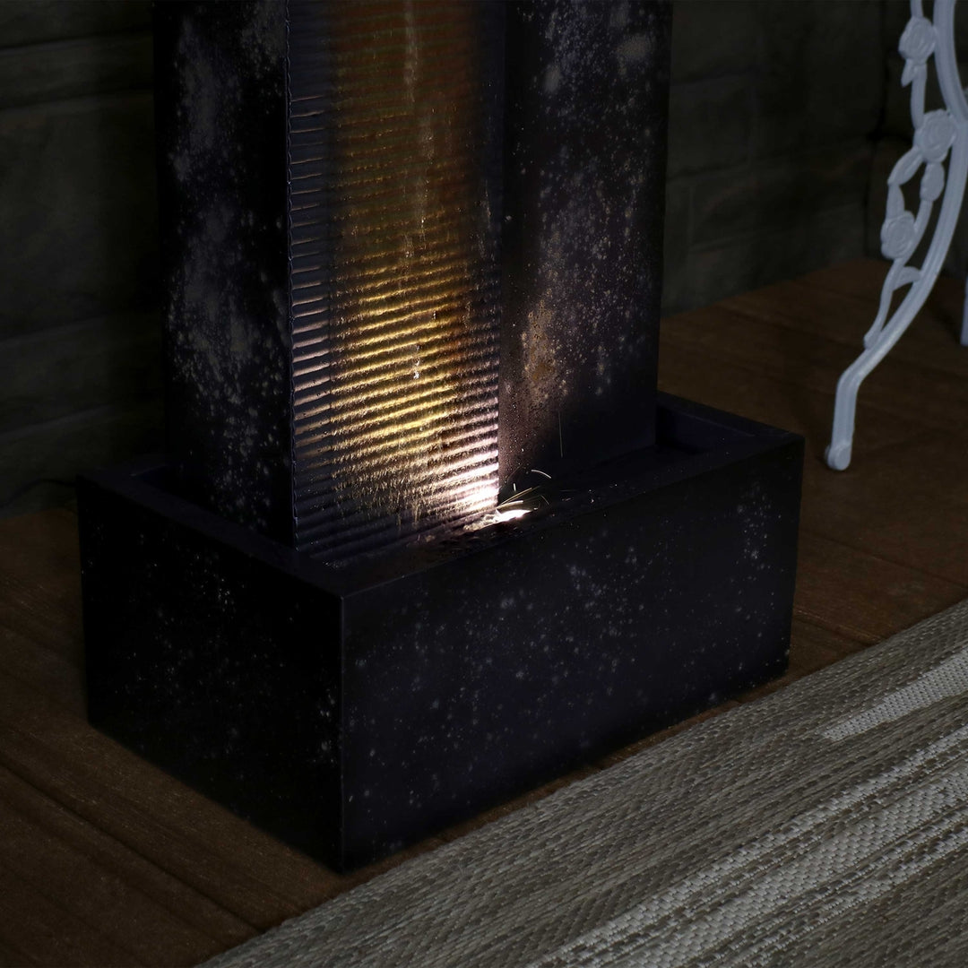 Sunnydaze Cascading Tower Metal Water Fountain with LED Lights - 32 in Image 7