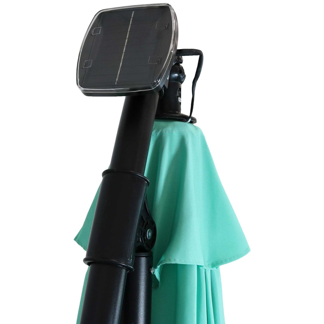 Sunnydaze 9.5 ft Solar Cantilever Offset Patio Umbrella - Seafoam Image 9