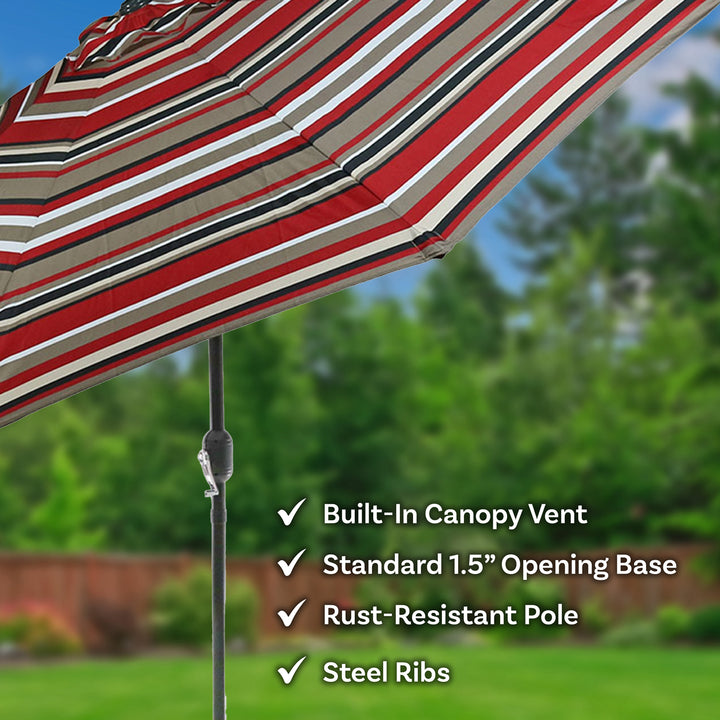 Sunnydaze 9 ft Aluminum Patio Umbrella with Tilt and Crank - Awning Stripe Image 4