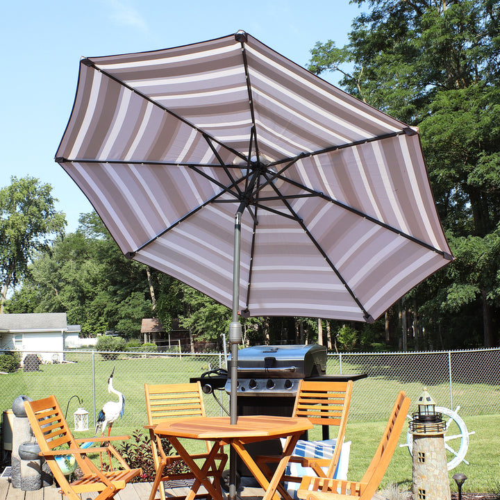 Sunnydaze 9 ft Solar Patio Umbrella with Lights, Tilt, and Crank - Catalina Image 8