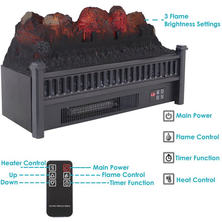 Sunnydaze 23 in Polypropylene Flameless Log Electric Fireplace Insert Image 3