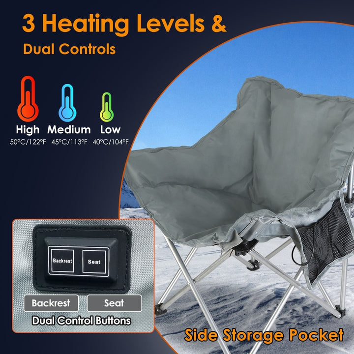 Heated Camping Chair For Adult Outdoor Activities Portable Folding Heated Chair With 3 Adjustable Heat Levels Heating Image 2