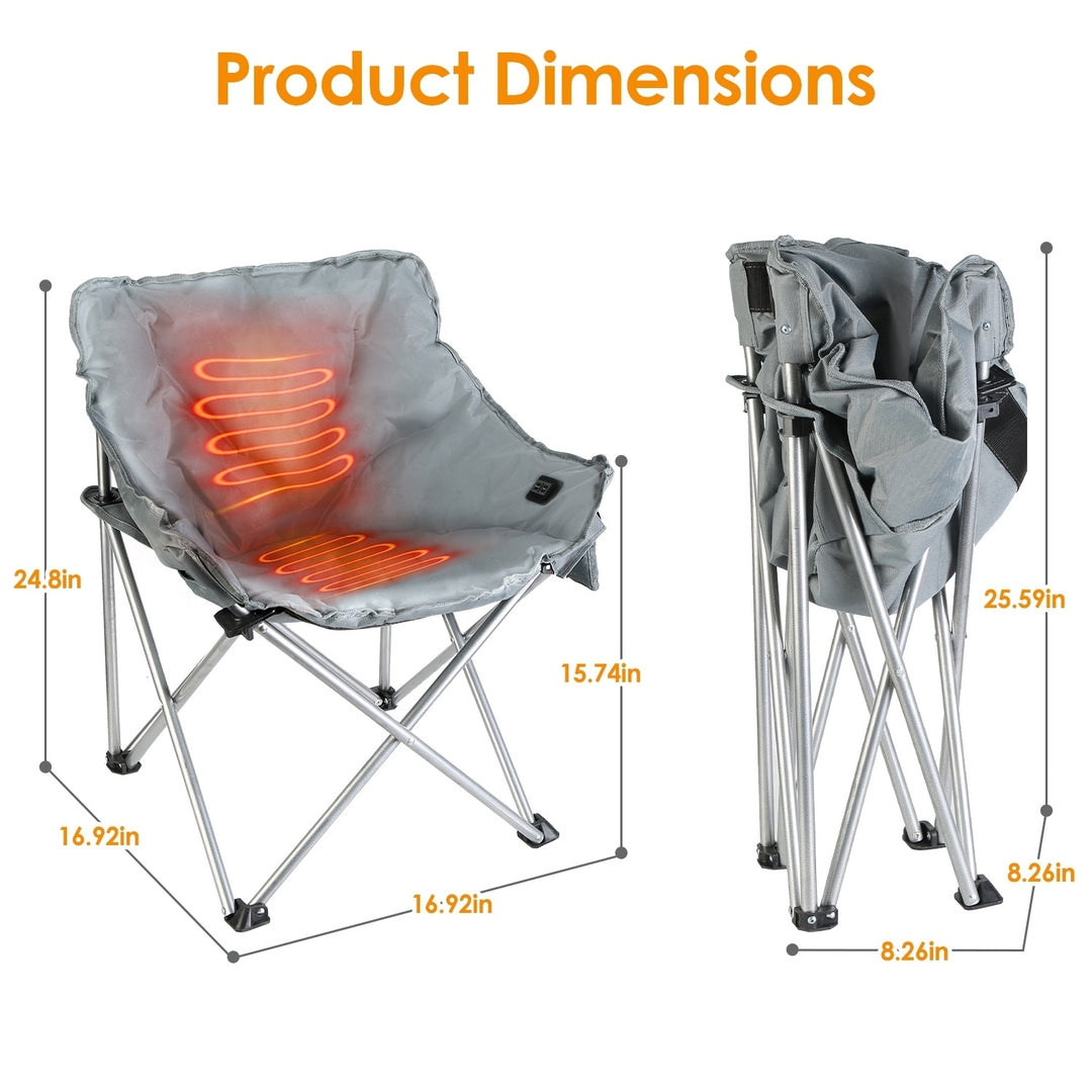 Heated Camping Chair For Adult Outdoor Activities Portable Folding Heated Chair With 3 Adjustable Heat Levels Heating Image 5