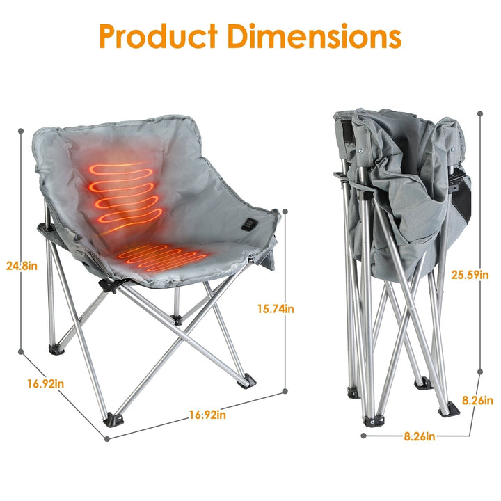 Heated Camping Chair For Adult Outdoor Activities Portable Folding Heated Chair With 3 Adjustable Heat Levels Heating Image 7