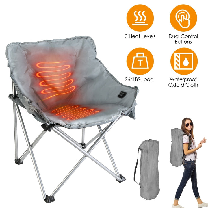 Heated Camping Chair For Adult Outdoor Activities Portable Folding Heated Chair With 3 Adjustable Heat Levels Heating Image 1