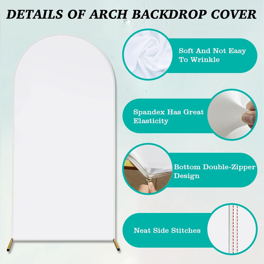 Arch Backdrop Stand Cover 3.28x6.56FT White Spandex Fitted Wedding Arch Cover Elastic Double-Sided Background Covering Image 1