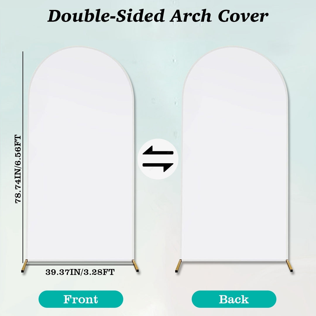 Arch Backdrop Stand Cover 3.28x6.56FT White Spandex Fitted Wedding Arch Cover Elastic Double-Sided Background Covering Image 4