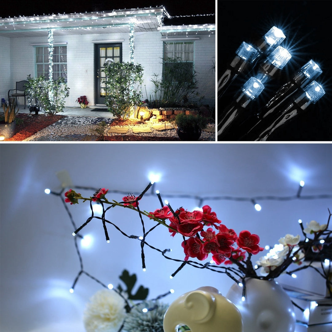 Solar String Lights LED Solar Power Fairy String Light 12M 100 LEDs 8 Lighting Mode Cool Light Waterproof Starry String Image 4