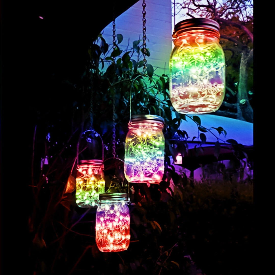 6 Pcs Solar Powered Mason Jar Lid Lights 20 LEDs Fairy String Lights Xmas Garden Decor Image 5