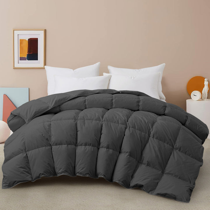 Goose Feather Down Comforter, Fluffy Duvet Insert Cotton Cover Image 3