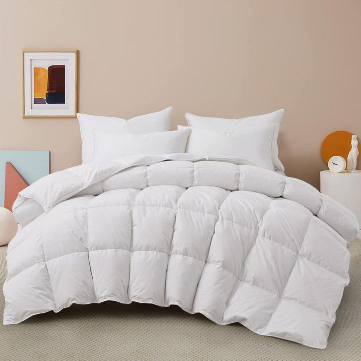 Goose Feather Down Comforter, Fluffy Duvet Insert Cotton Cover Image 10