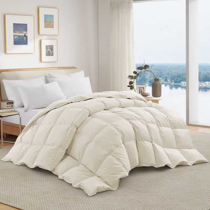 Heavy Weight Goose Feather Down Comforter Cotton Cover Winter Duvet Image 2