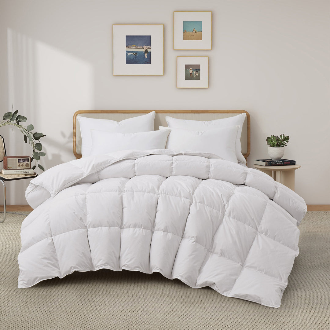 Heavy Weight Goose Feather Down Comforter Cotton Cover Winter Duvet Image 5