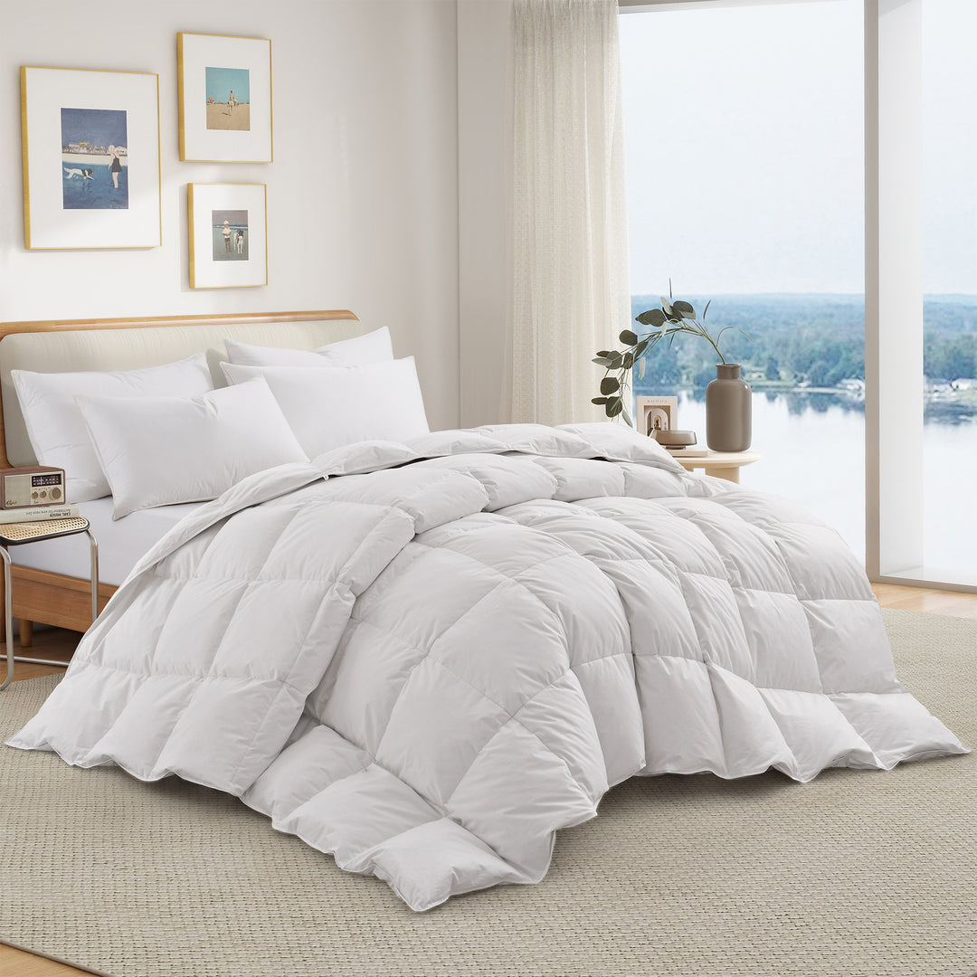 Heavy Weight Goose Feather Down Comforter Cotton Cover Winter Duvet Image 6