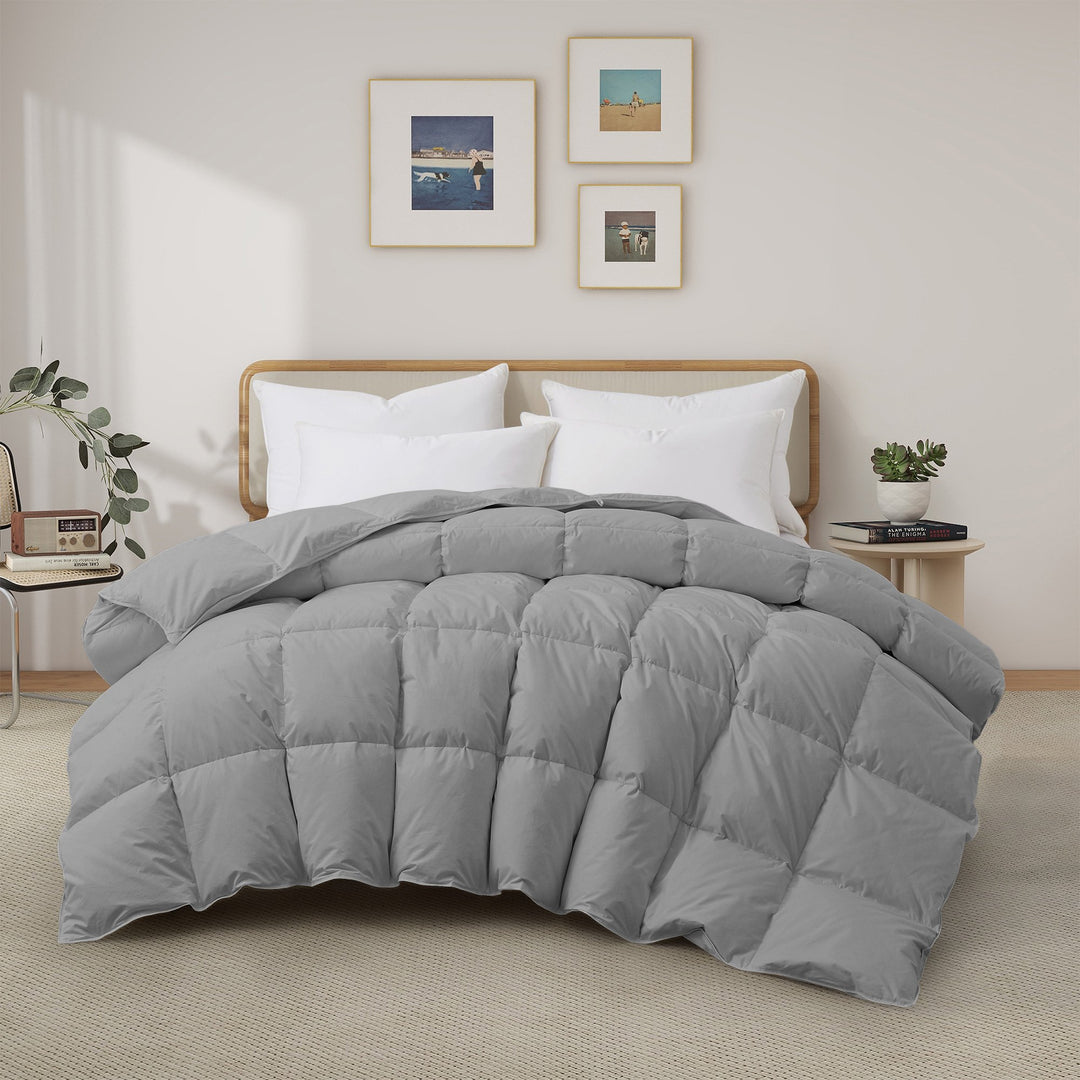 Heavy Weight Goose Feather Down Comforter Cotton Cover Winter Duvet Image 1