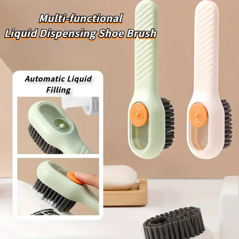 1pc Multi-function automatic spot shoe brush soft hair hand pressure hanging hole suitable for clothing carpet plastic Image 1