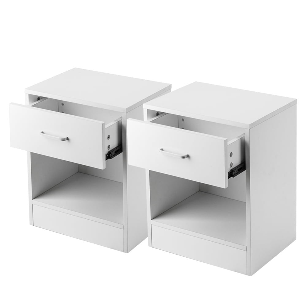 Hommoo Modern 2pcs Nightstands, Side Table End Table Sets of 2 with Drawer for Living Room, Bedroom, White Image 4