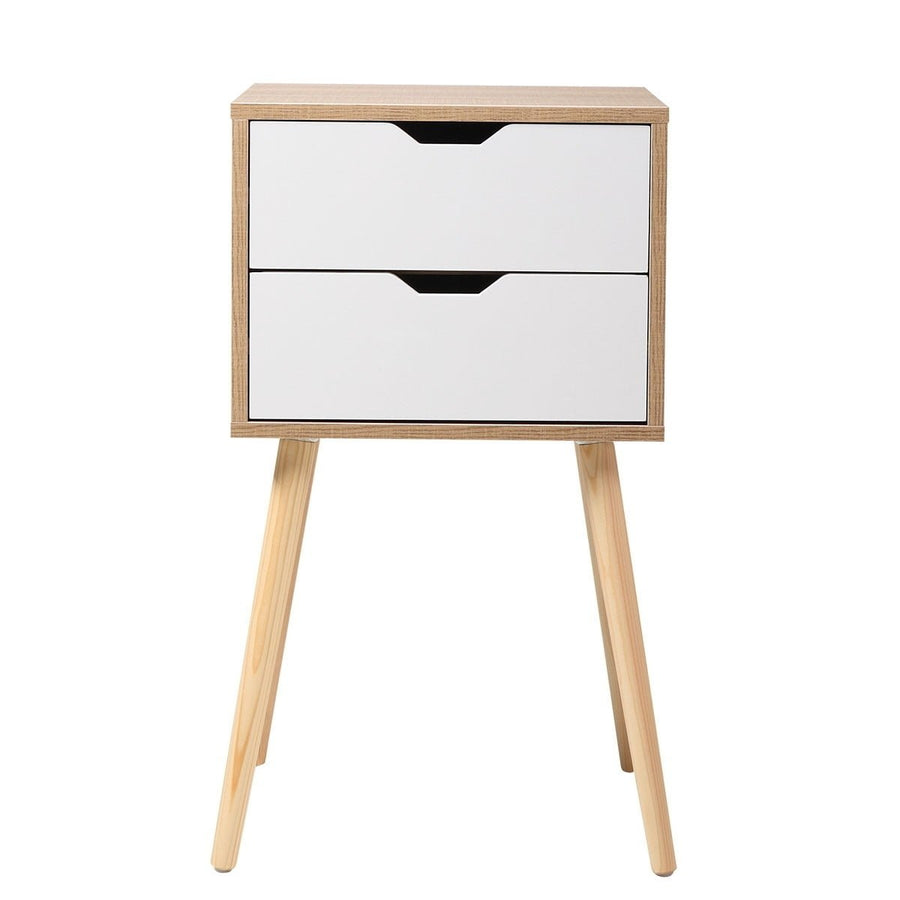 Hommoo Set of 2 Wooden Modern Nightstand with 2 Drawers and 4 Solid Splayed Legs, Living Room Bedroom Furniture- White, Image 1