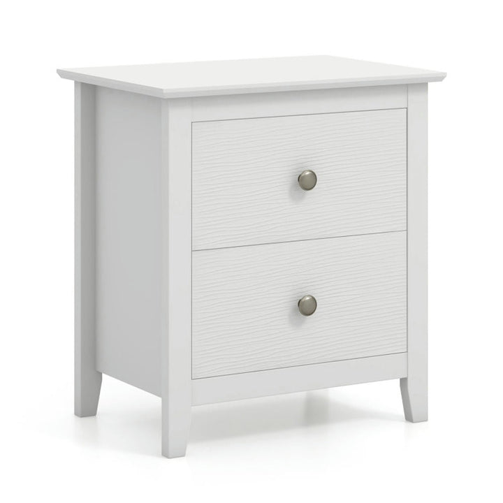 Hommoo Night Stand, Nightstand,Modern End table,Modern Nightstand with 2 Drawers for Small Spaces-White Image 1