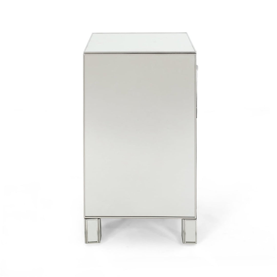 Modern Accent Mirrored End Table Nightstand with 3 Drawer for Bedroom Silver Image 6