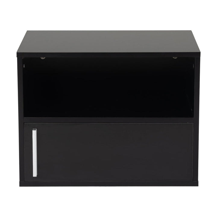 Hommoo Set of 2 Modern Floating Bedside Wall Mounted Nightstand with Drawer for Bedroom, Black Image 4