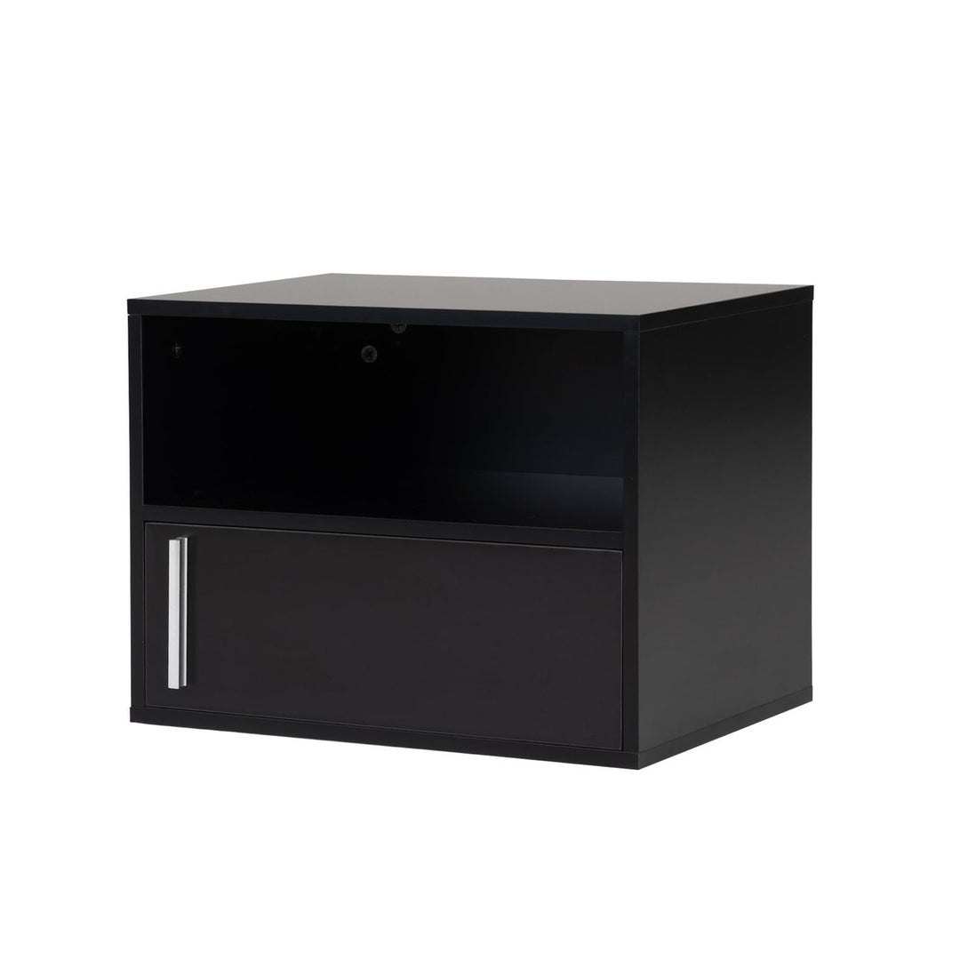 Hommoo Set of 2 Modern Floating Bedside Wall Mounted Nightstand with Drawer for Bedroom, Black Image 6