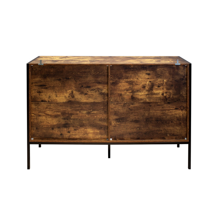 Hommoo Mid Century Modern 6 Drawer Dresser with Cutout Handle for Bedroom Walnut Image 3