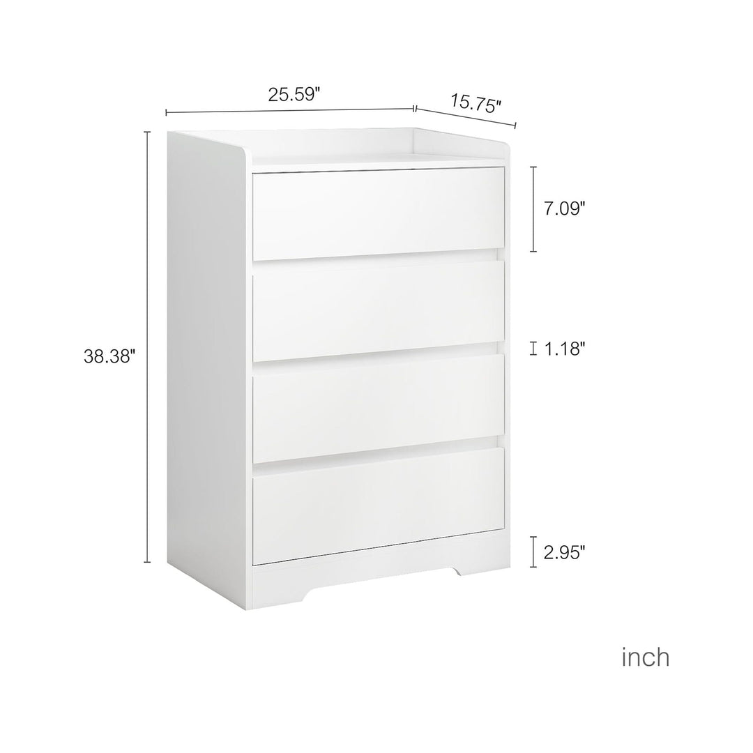 Hommoo 4 Drawer White Dresser for Bedroom, Modern Kids Wood Chest Organizer Image 4